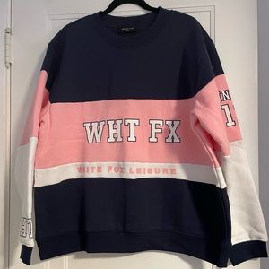 White Fox Oversized Sweater L/XL - Pink, Navy, White